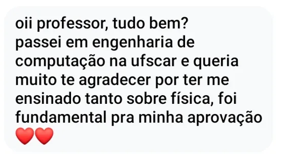 Mensagem da Sofia contando a aprovação em Engenharia de Computação na UFSCar
